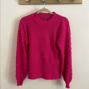 Vince Camuto Pink Crew Neck Sweater with Ribbed Texture